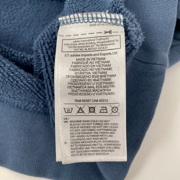 Women's Adidas Originals Cropped Hoodie Sweatshirt, Denim Blue, Size M - Picture 7 of 12